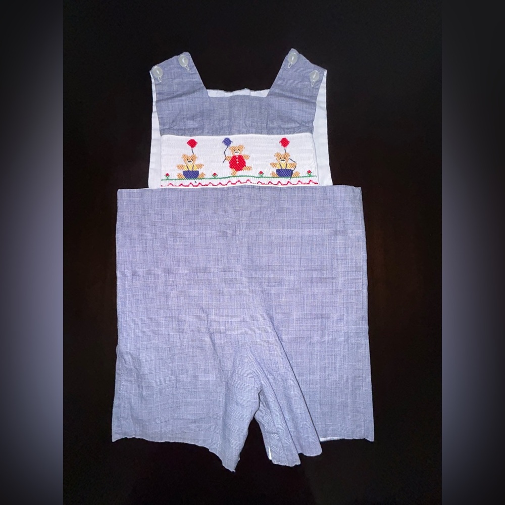 Anavini Bear Balloon smocked Romper 12m
